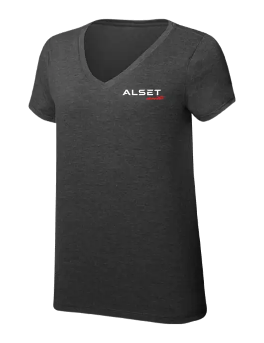 Womens Simply Soft V-Neck Black Frost 4.5oz  Poly/Combed Ring Spun Cotton T-Shirt w/Alset Auto Logo
