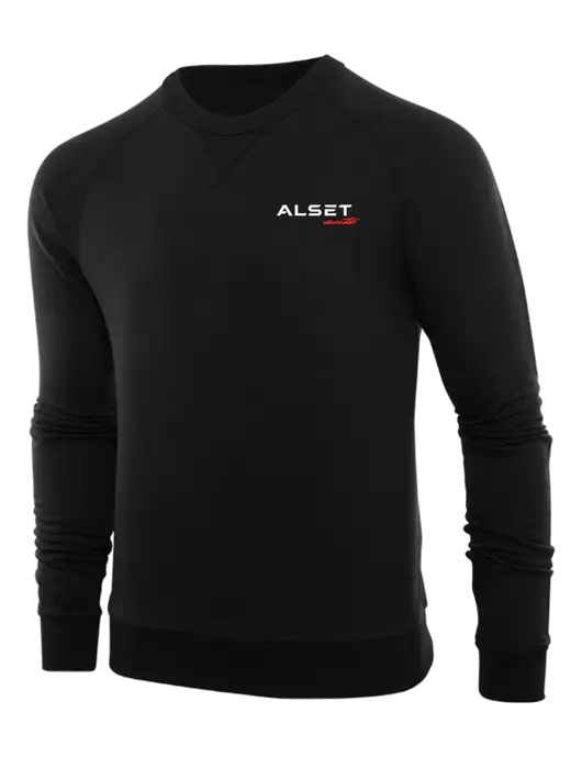 Allmade Deep Black Organic French Terry Crewneck Sweatshirt w/Alset Auto Logo