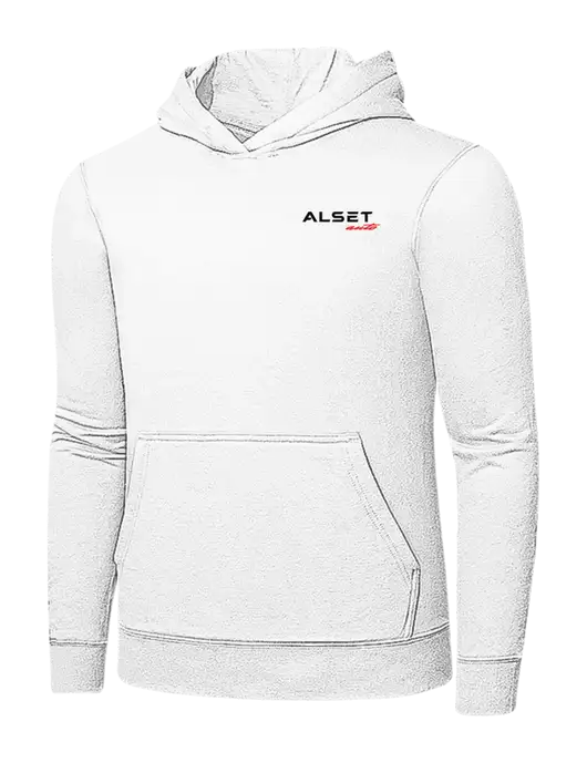 White 7.8 oz Ring Spun Hooded Sweatshirt w/Alset Auto Logo